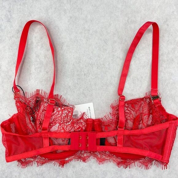 Bluebella Grace Bra Red Womens Size 30DD/E Lace Sheer Demi Bra Underwire NEW! - Picture 5 of 15